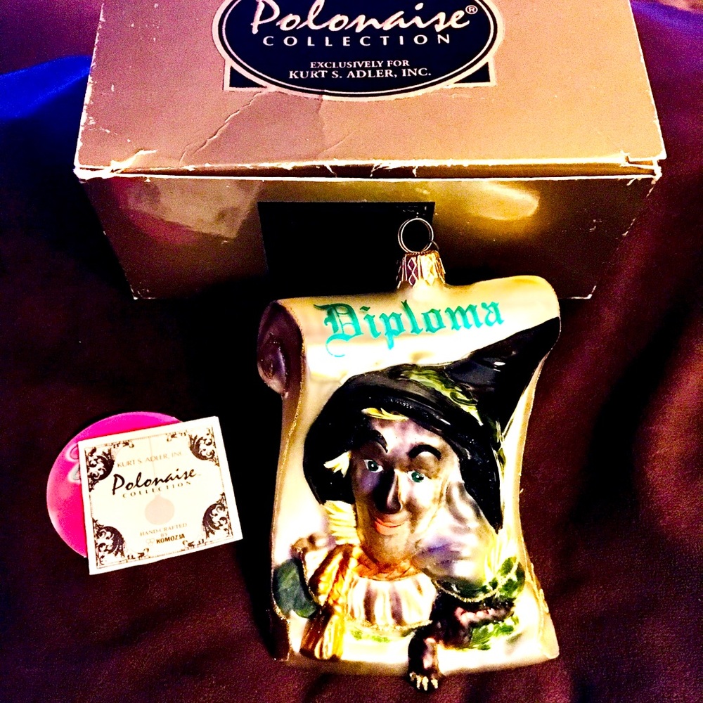 Kurt S Adler Polonaise Wizard of Oz Scarecrow Diploma Glass Ornament by Komozja